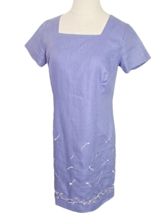 bagatelle Dresses & Skirts - Bagatelle Dress Linen Shift Embroidered Flowers Lavender Petite Size 4P
